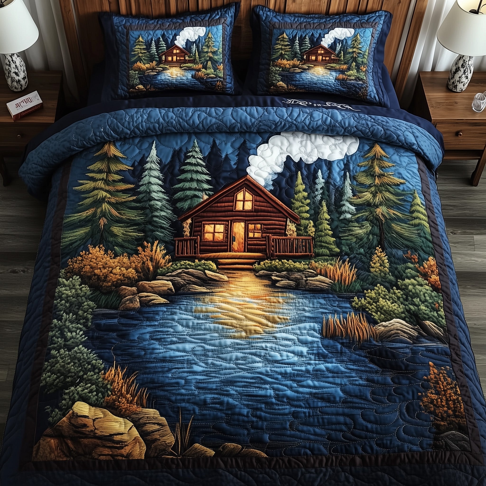 Rustic Cabin Quilted Bedding Set Duvet Cover Bed Sheet Nice Christmas Gift For Mother In Law