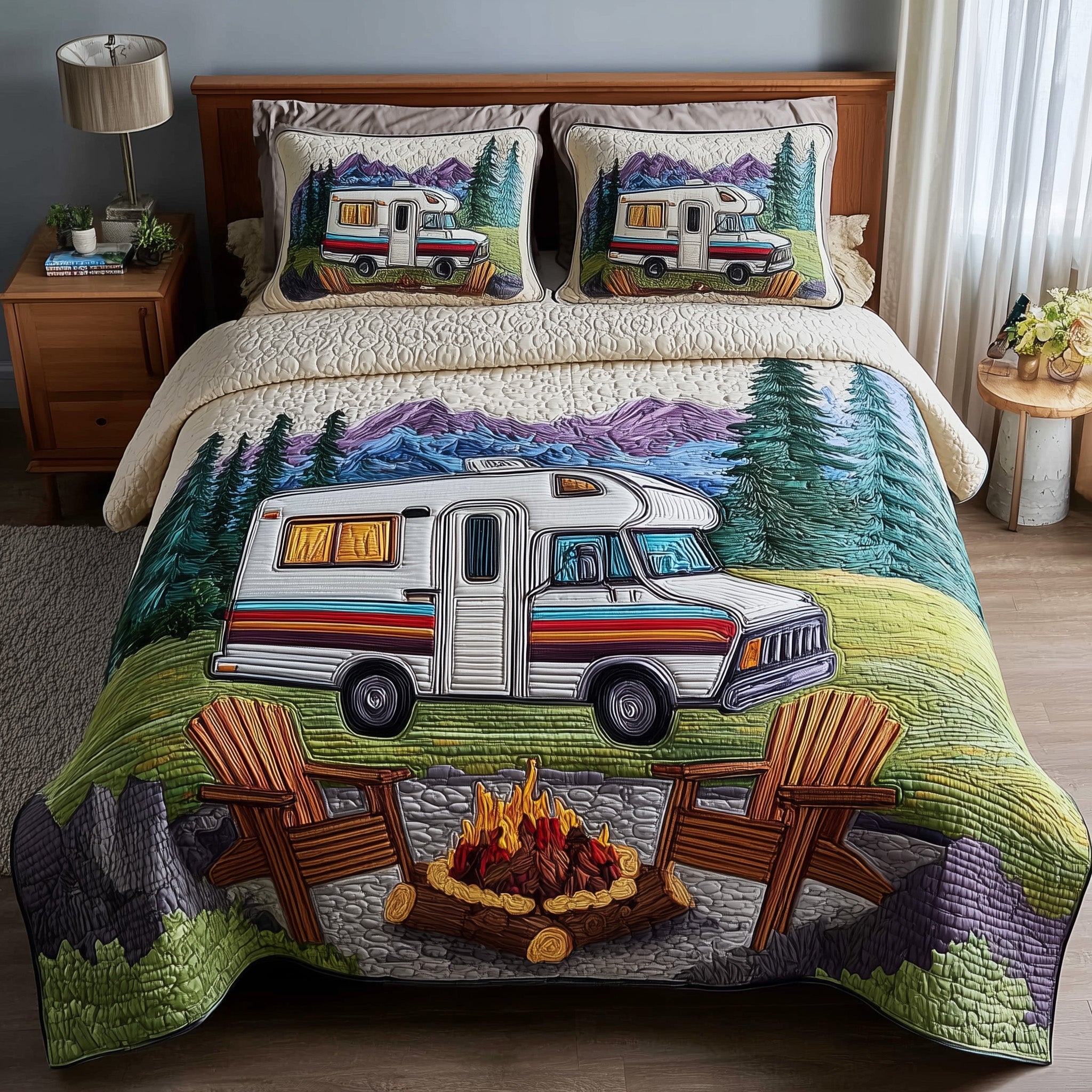 Rustic Campfire Quilted Bedding Set All-Season