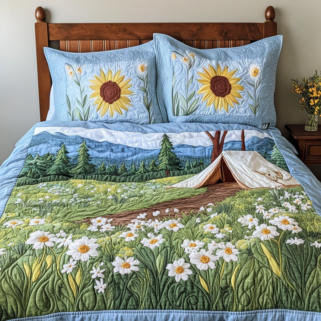 Rustic Camping Quilted Bedding Set Cute Bedroom Decor Camping Themed Presents