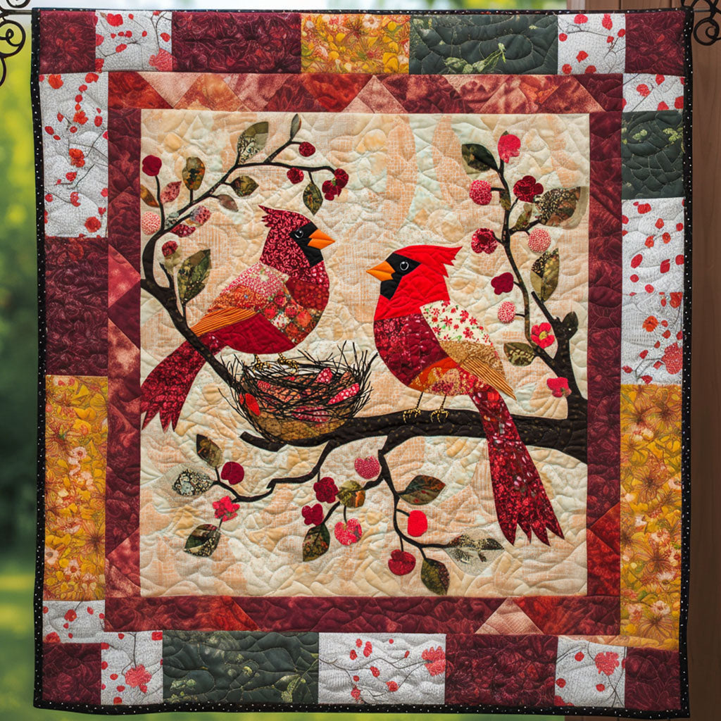Rustic Cardinal Charm Quilted Blanket Christmas Room Decor Gifts For Cardinal Lovers
