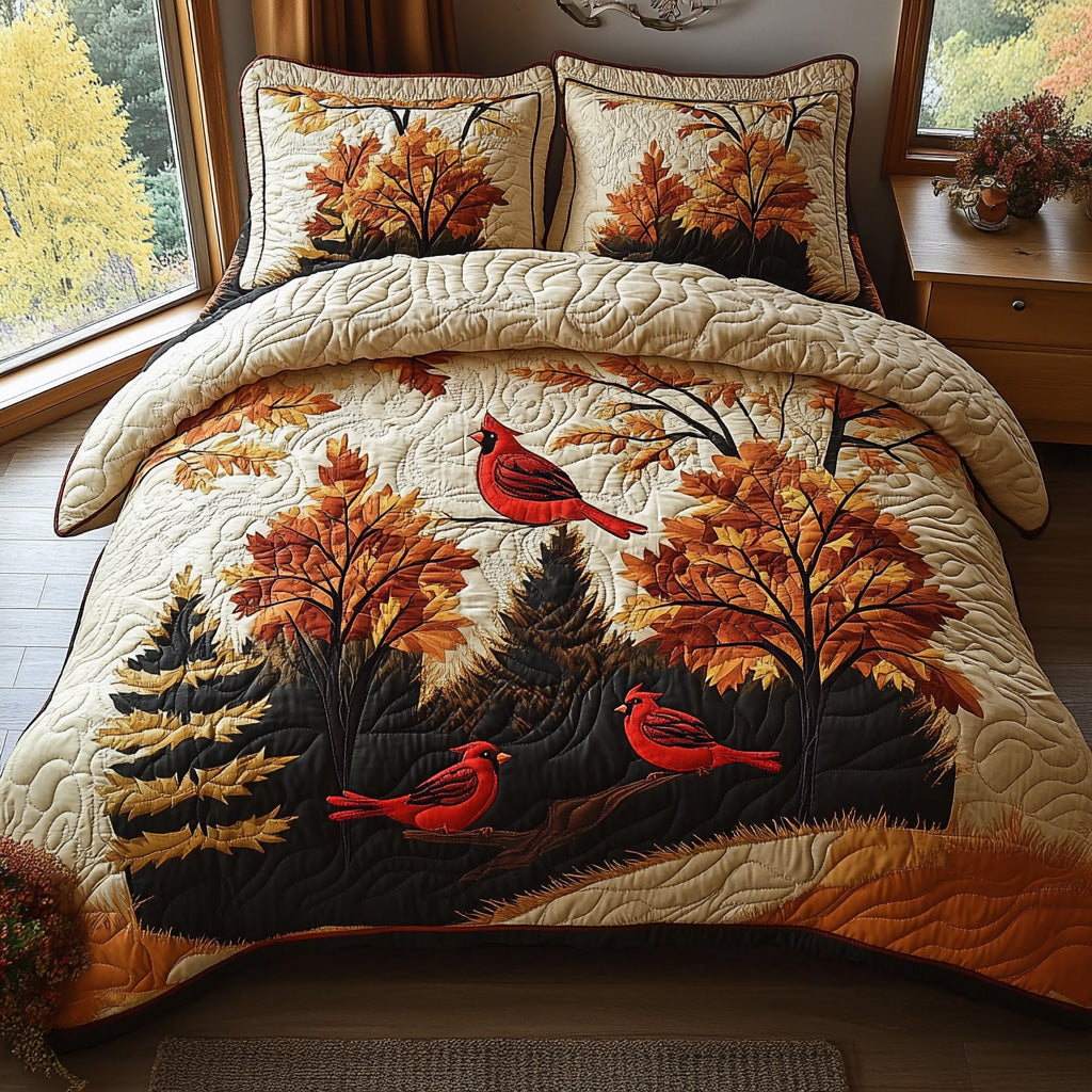 Rustic Cardinal Quilted Bedding Set Cute Room Decor Cardinal Gifts For Mom
