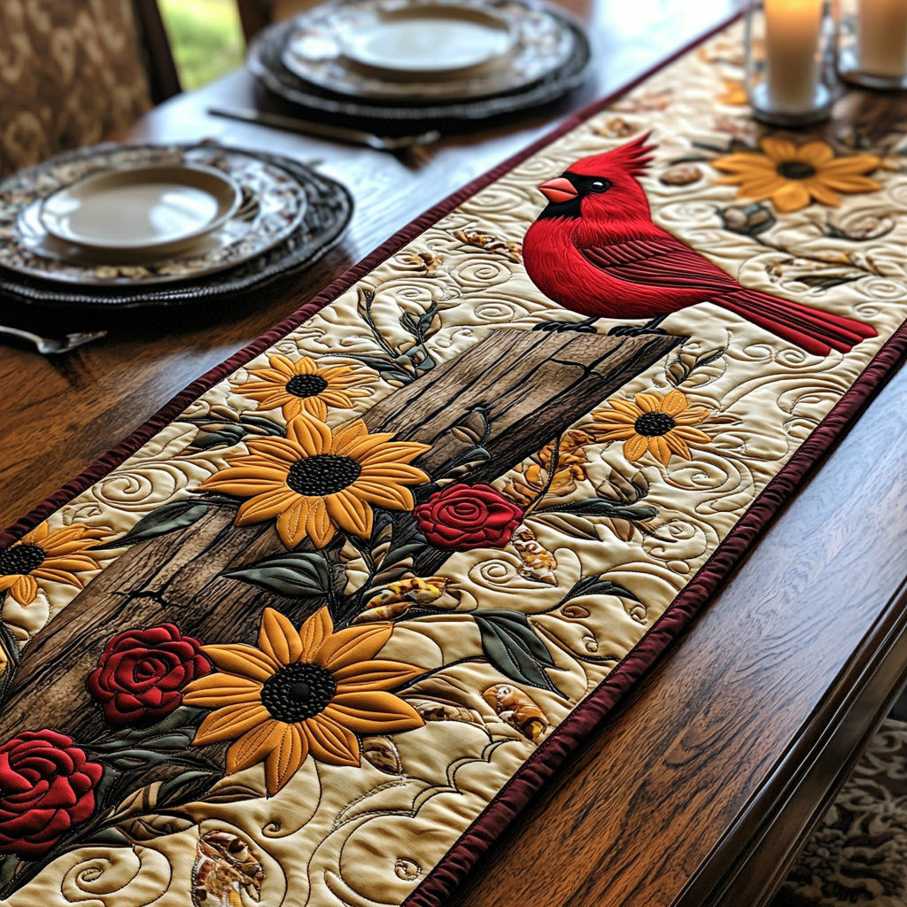 Rustic Cardinal Quilted Table Runner Dining Room Table Decor Red Cardinal Gifts For Mom