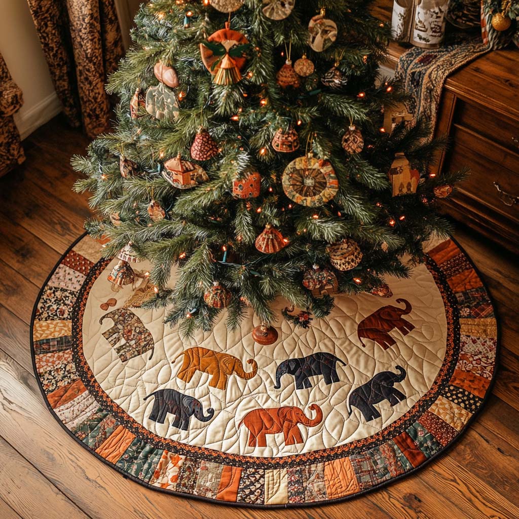 Rustic Charm Christmas Quilted Tree Skirt Charming Tree Skirt for Family Gatherings
