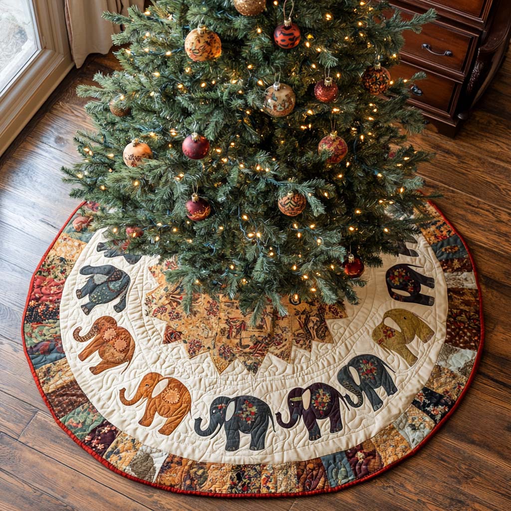 Rustic Charm Christmas Quilted Tree Skirt Cozy Holiday Home Decor Home