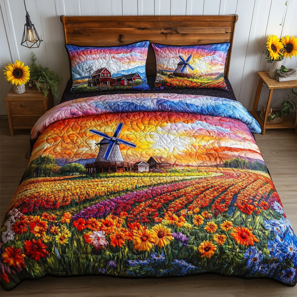 Rustic Charm Quilted Bedding Set Bed Decorations Gifts For The Flower Lover
