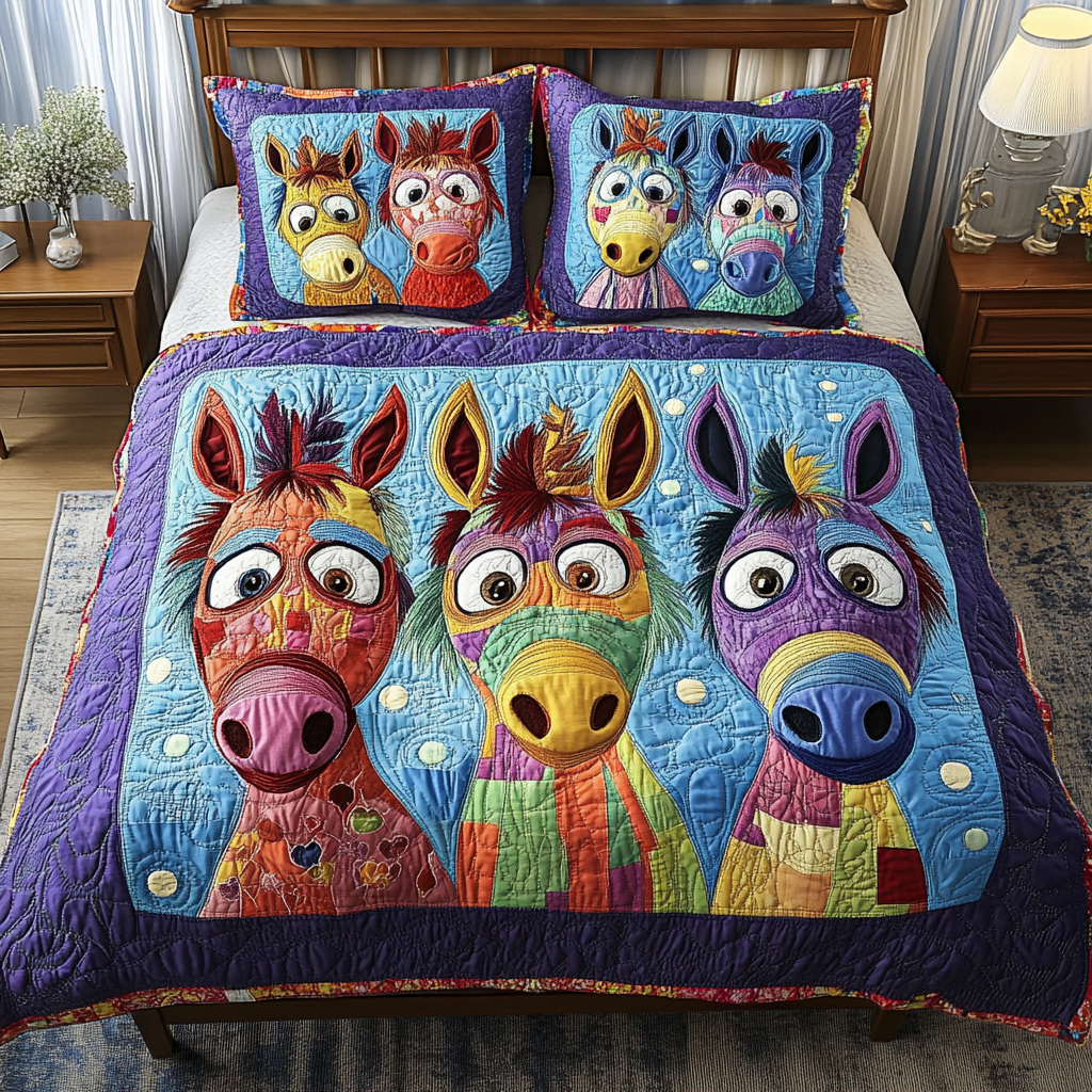 Rustic Charm Quilted Bedding Set Bedroom Decor Ideas Gifts For Donkey Owners