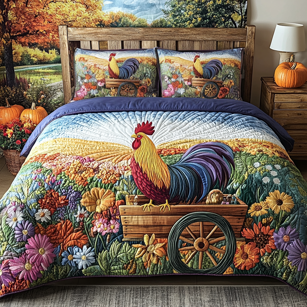 Rustic Charm Quilted Bedding Set Soft Bed Sheet and Pillowcase Set for Relaxing Nights