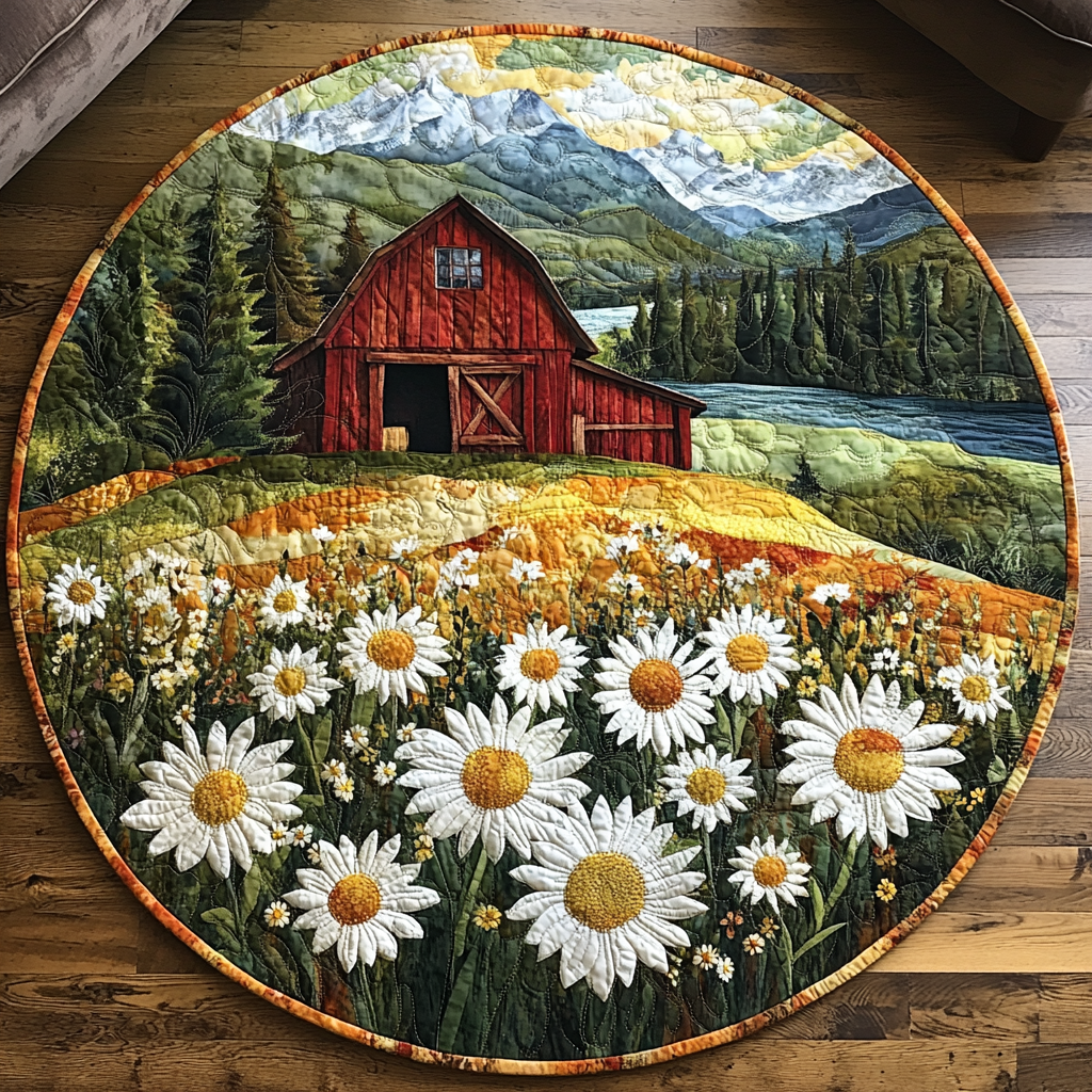 Rustic Charm Quilted Round Mat Home Front Door Design Christmas Gift For Farmers