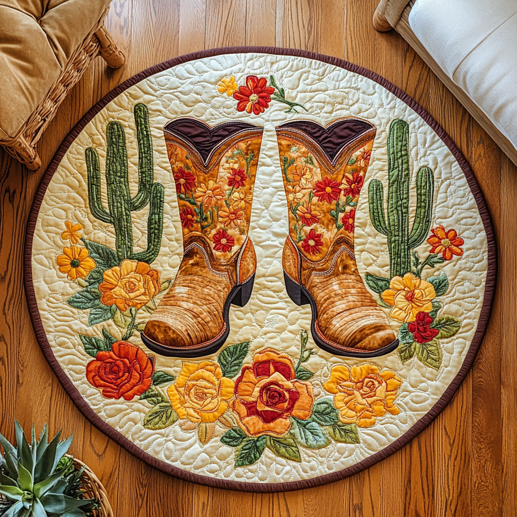 Rustic Charm Quilted Round Mat Outdoor Entryway Decor Nice Family Christmas Gifts