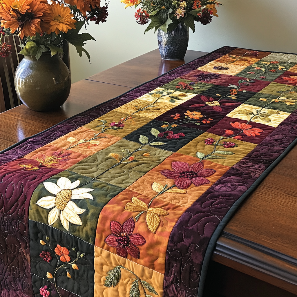 Rustic Charm Quilted Table Runner Floral Table Cover Good Gifts For Mom