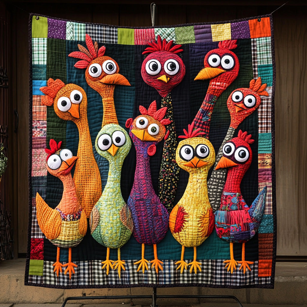 Rustic Chicken Quilted Blanket Merchandise Throw BlanketBest Gifts For Chicken Owners