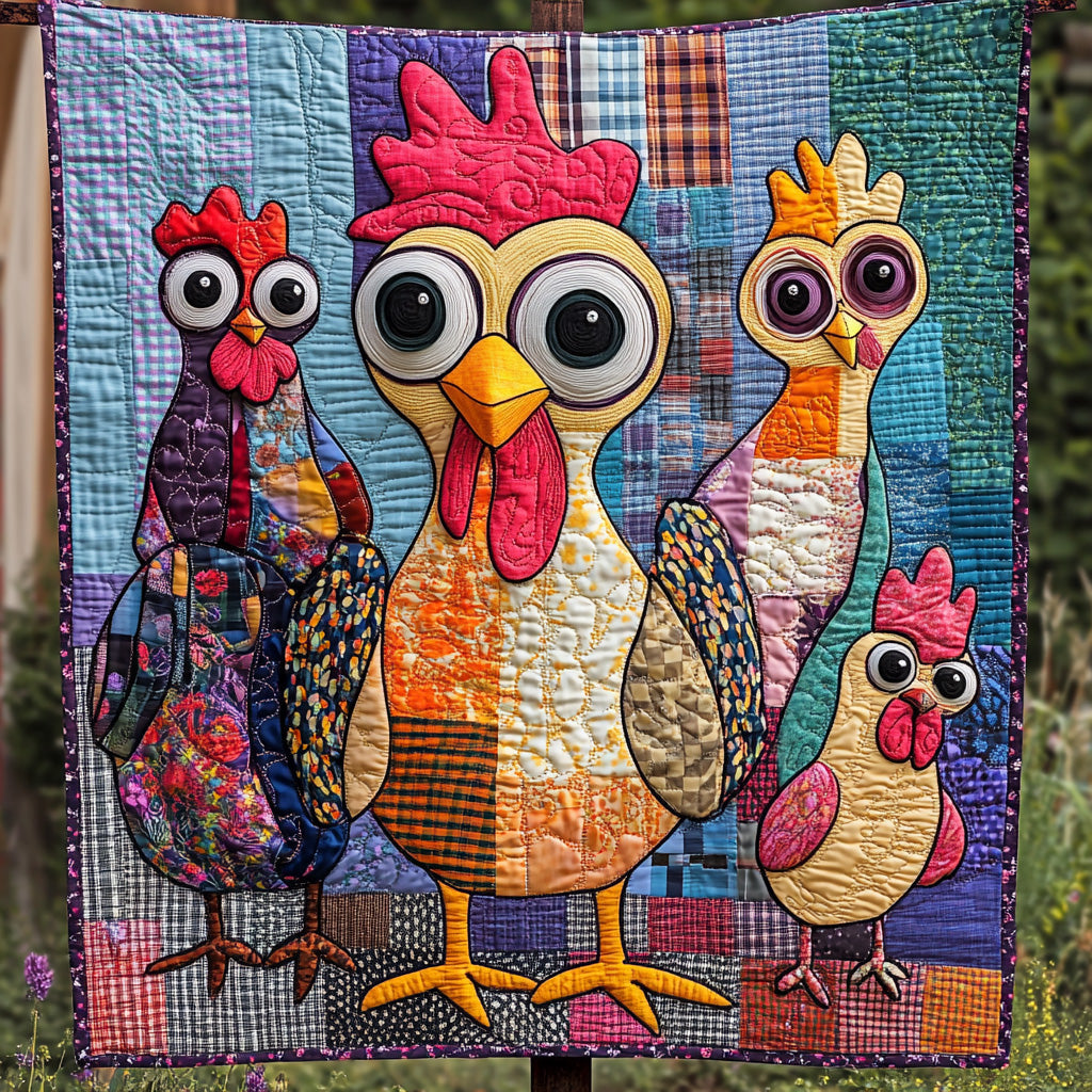 Rustic Chicken Quilted Blanket Merchandise Throw BlanketCute Chicken Lover Presents