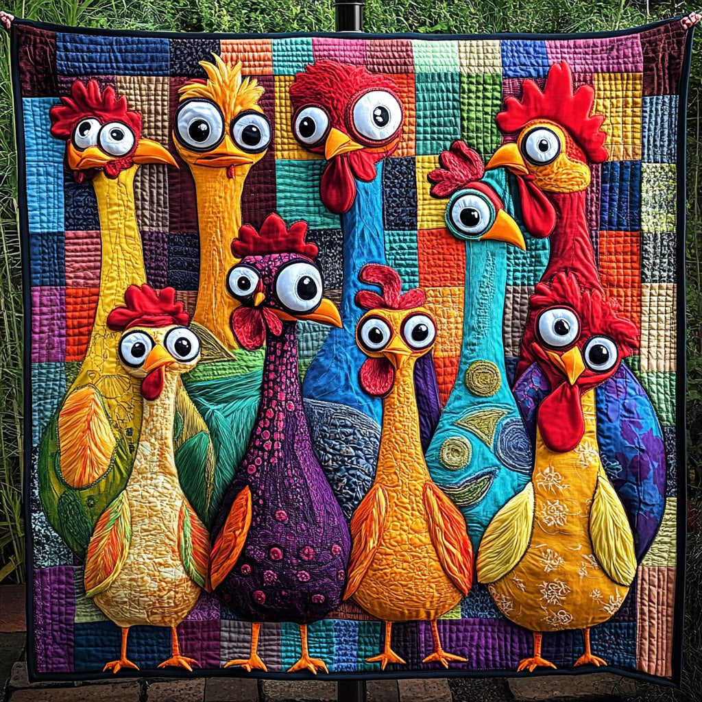 Rustic Chicken Quilted Blanket Merchandise Throw BlanketGifts For Chicken Famers