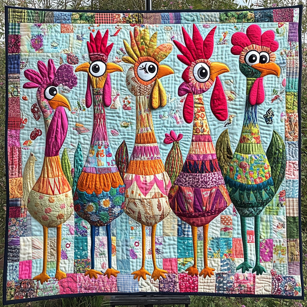 Rustic Chicken Quilted Blanket Merchandise Throw BlanketGifts For Chicken Keepers