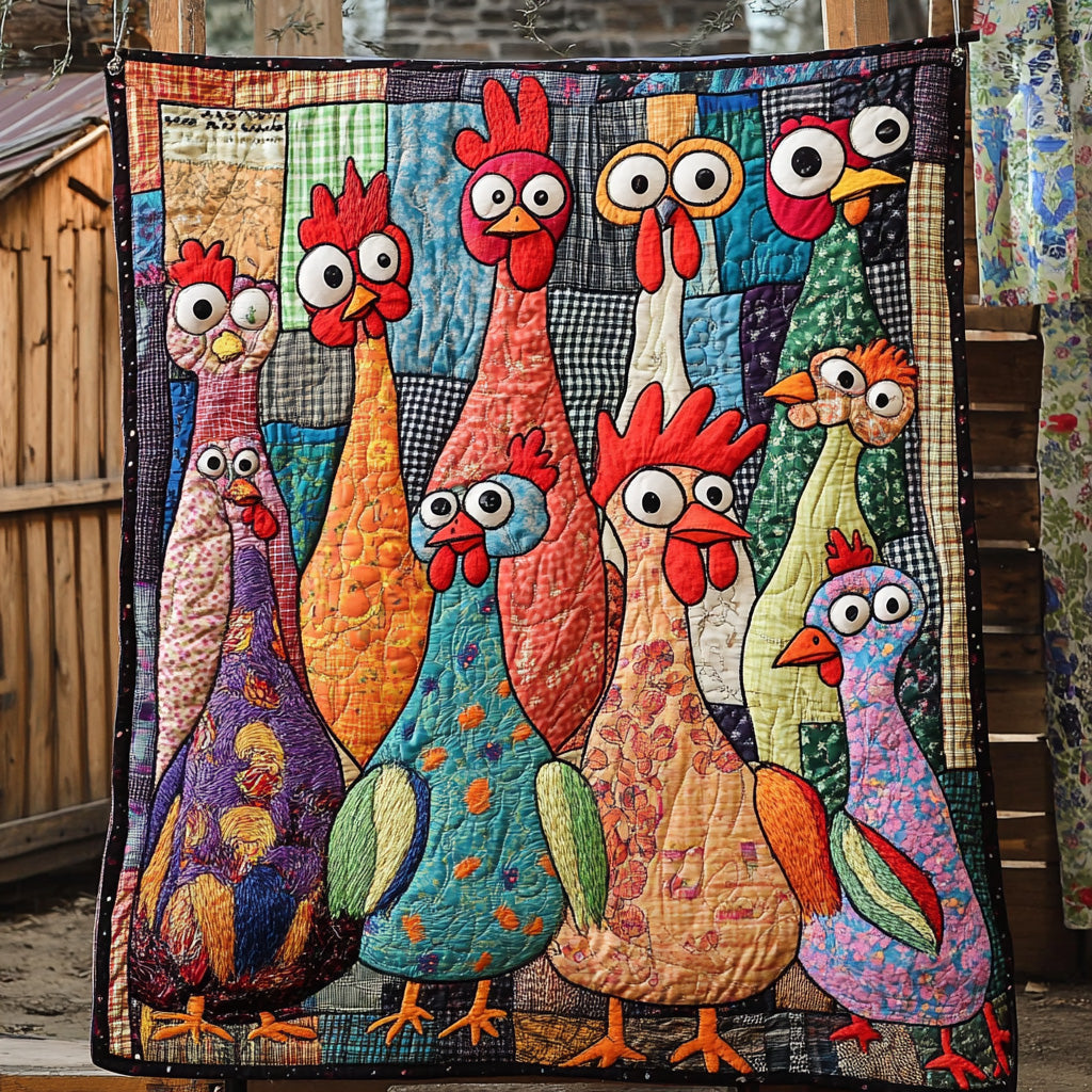 Rustic Chicken Quilted Blanket Merchandise Throw BlanketGifts For Chicken People