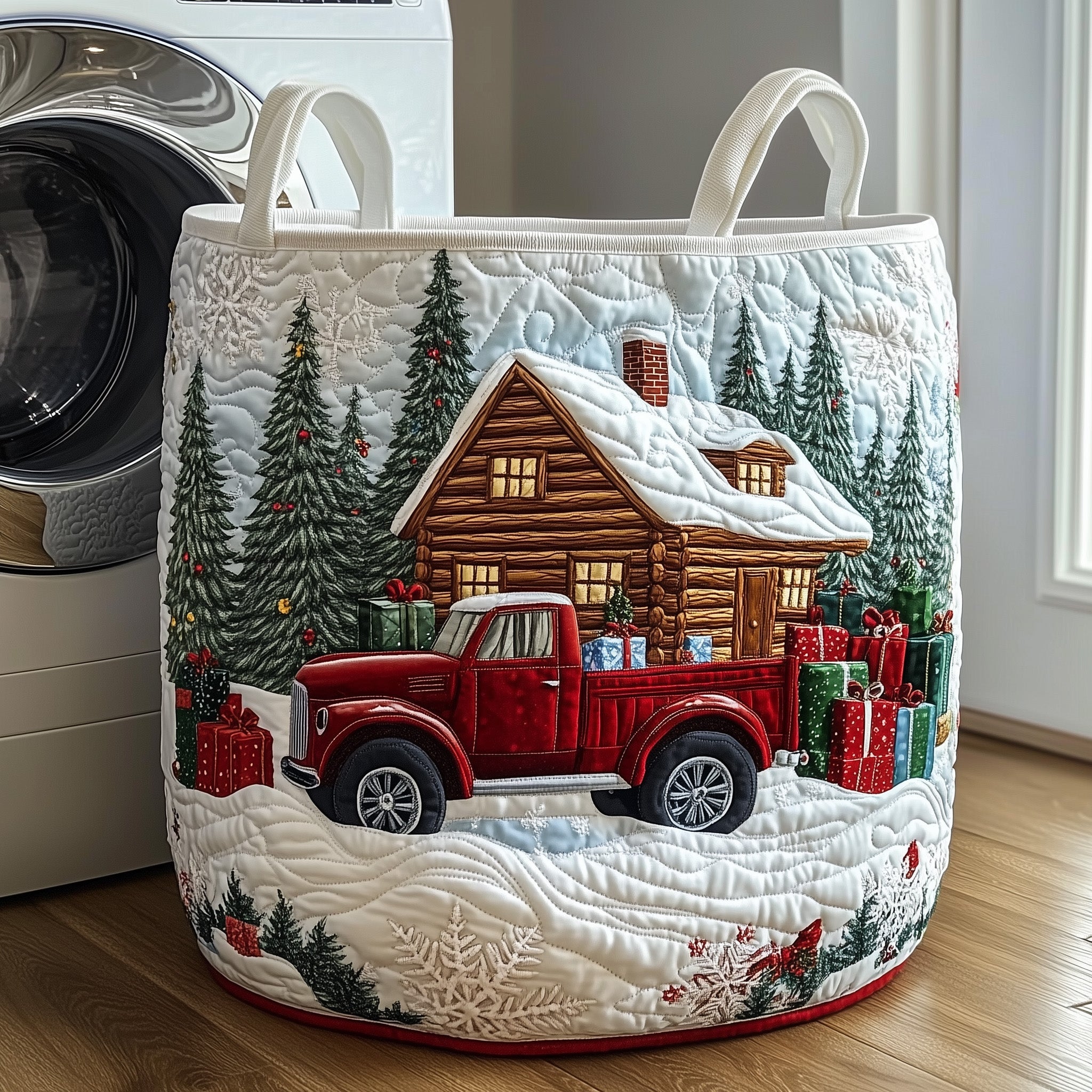 Rustic Christmas Quilted Laundry Basket Gftotp12004 Creative Gift For Family