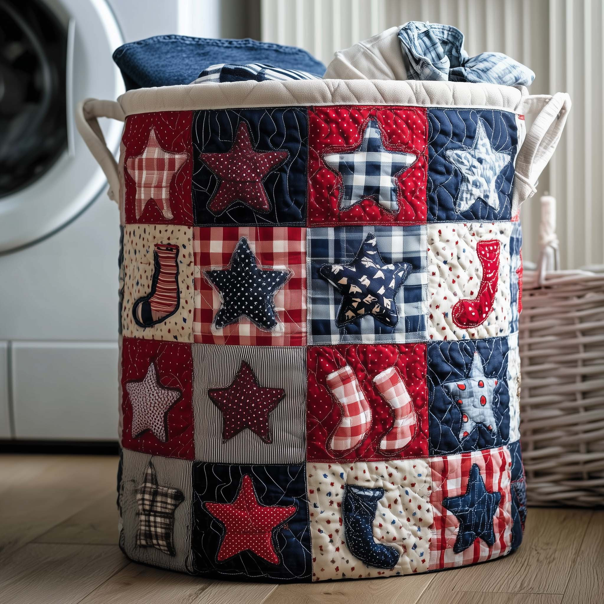 Rustic Christmas Quilted Laundry Basket Laundry Room Decor Gifts For Enthusiasts