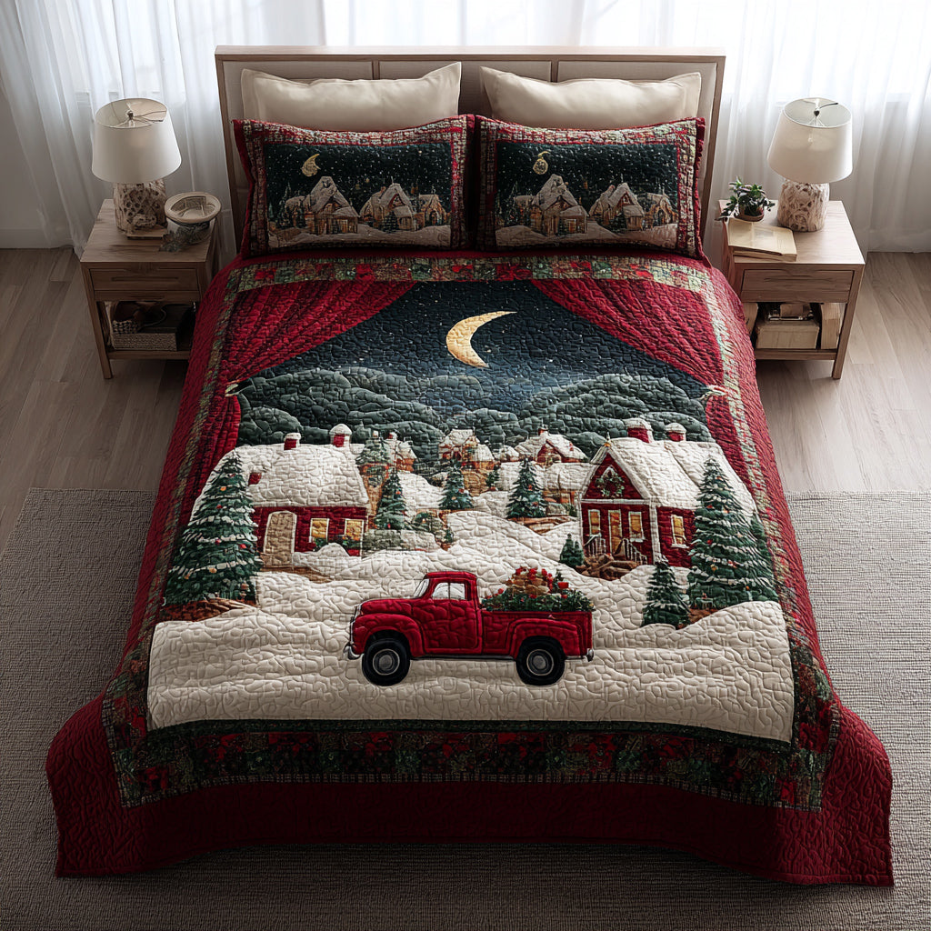 Rustic Christmas Village Barn Quilted Bedding Set Xmas Duvet Cover Set Christmas Gift Ideas For Men