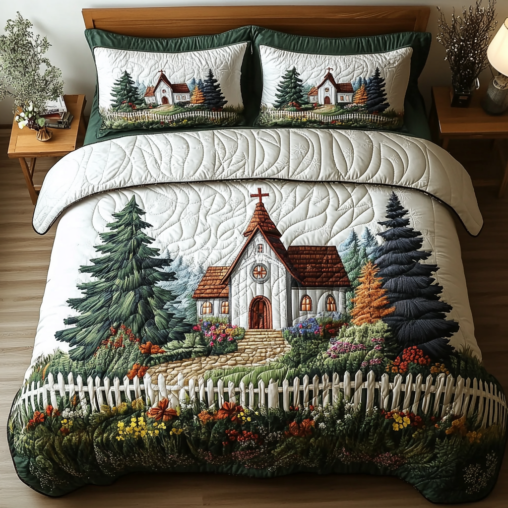 Rustic Church Quilted Bedding Set Bedroom Decor Ideas Gifts For Church Members