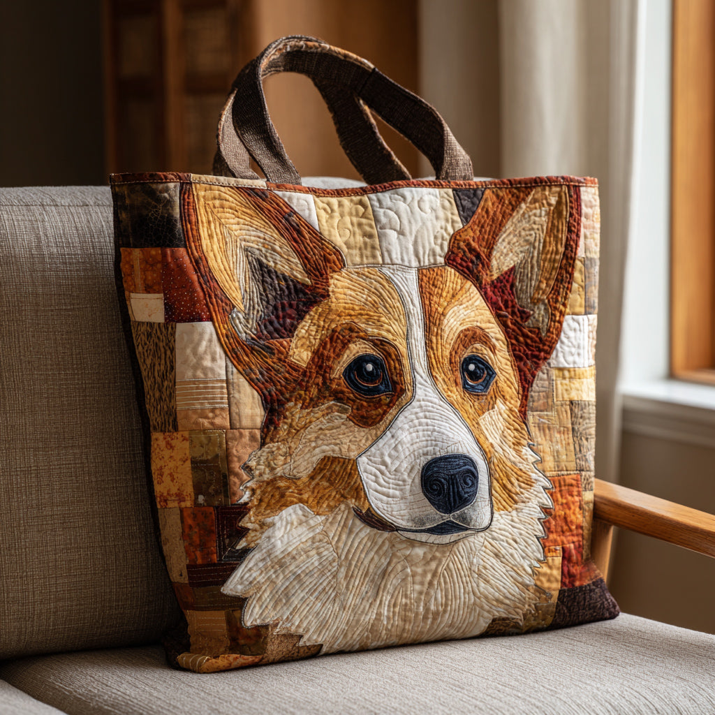 Rustic Corgi Quilted Tote Bag Dog Lover Gifts Merchandise 