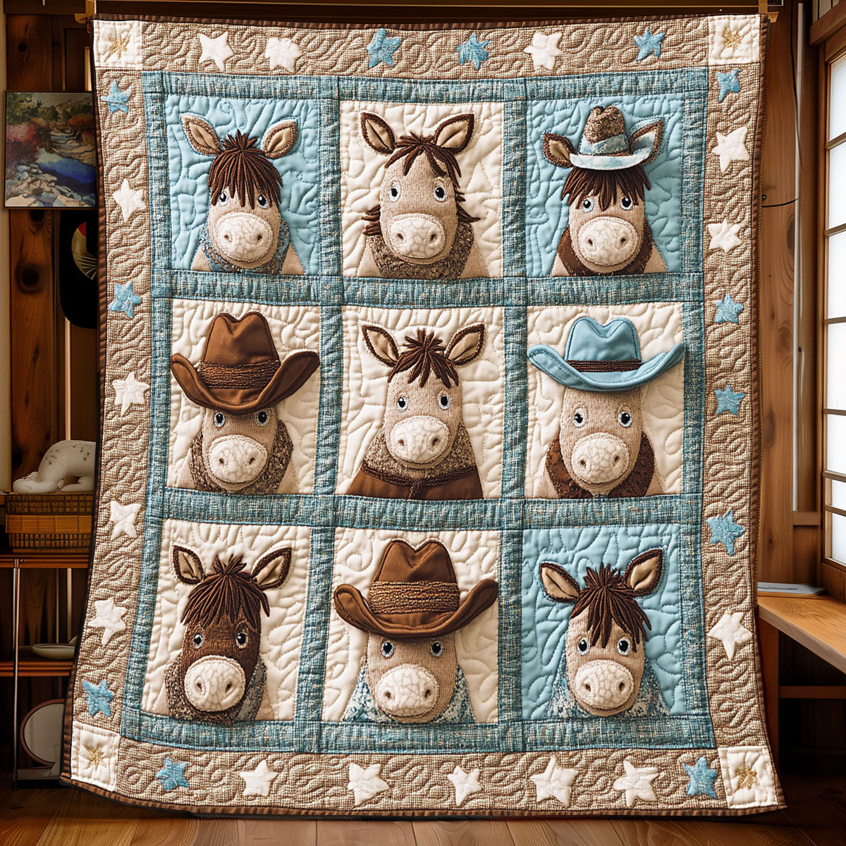 Rustic Cowboy Donkey Quilted Blanket Christmas Blanket Gifts For Cattle Lovers