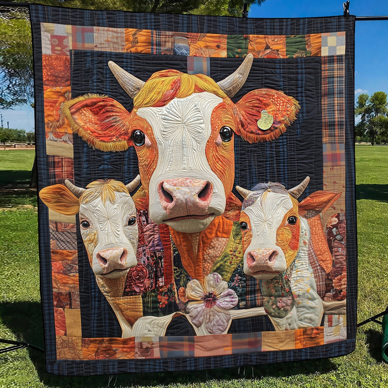 Rustic Cowscape Quilted Blanket Cow Gifts For Cow Loversr