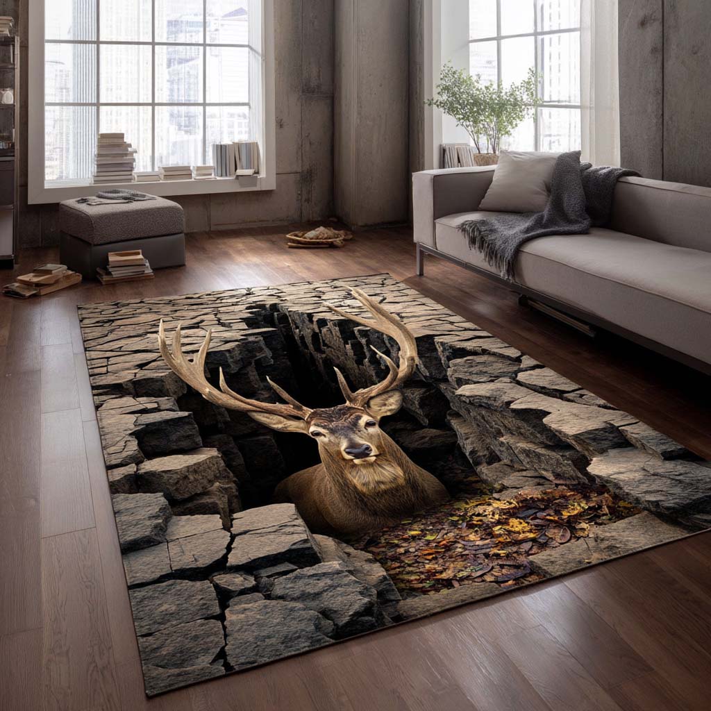 Rustic Deer Area Rug Large Rugs For Living Room Christmas Gifts For Parent In Laws
