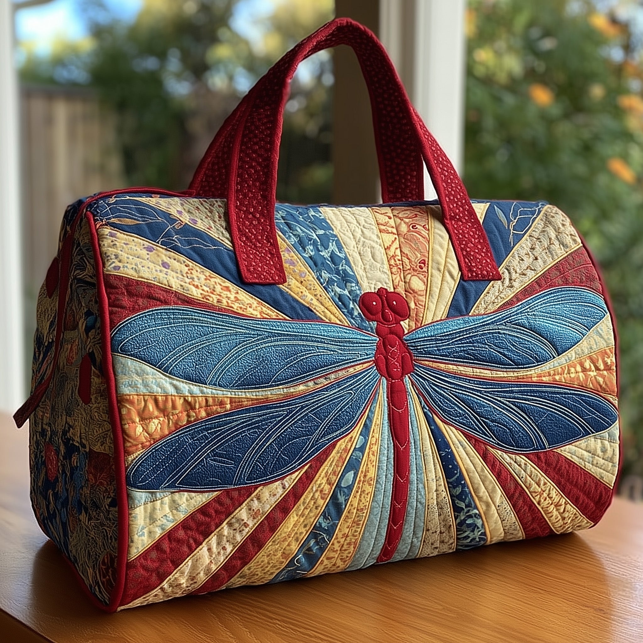 Rustic Dragonfly Quilted Duffle Bag Gift For Mom