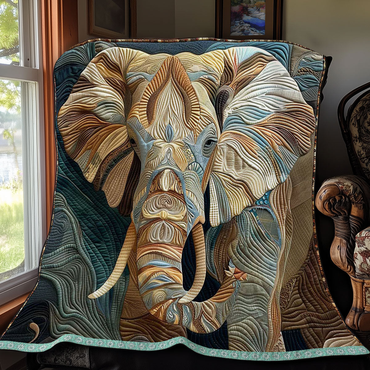 Rustic Elephant Quilt Blanket King Size Blanket Christmas Gift For Elephant Lovers