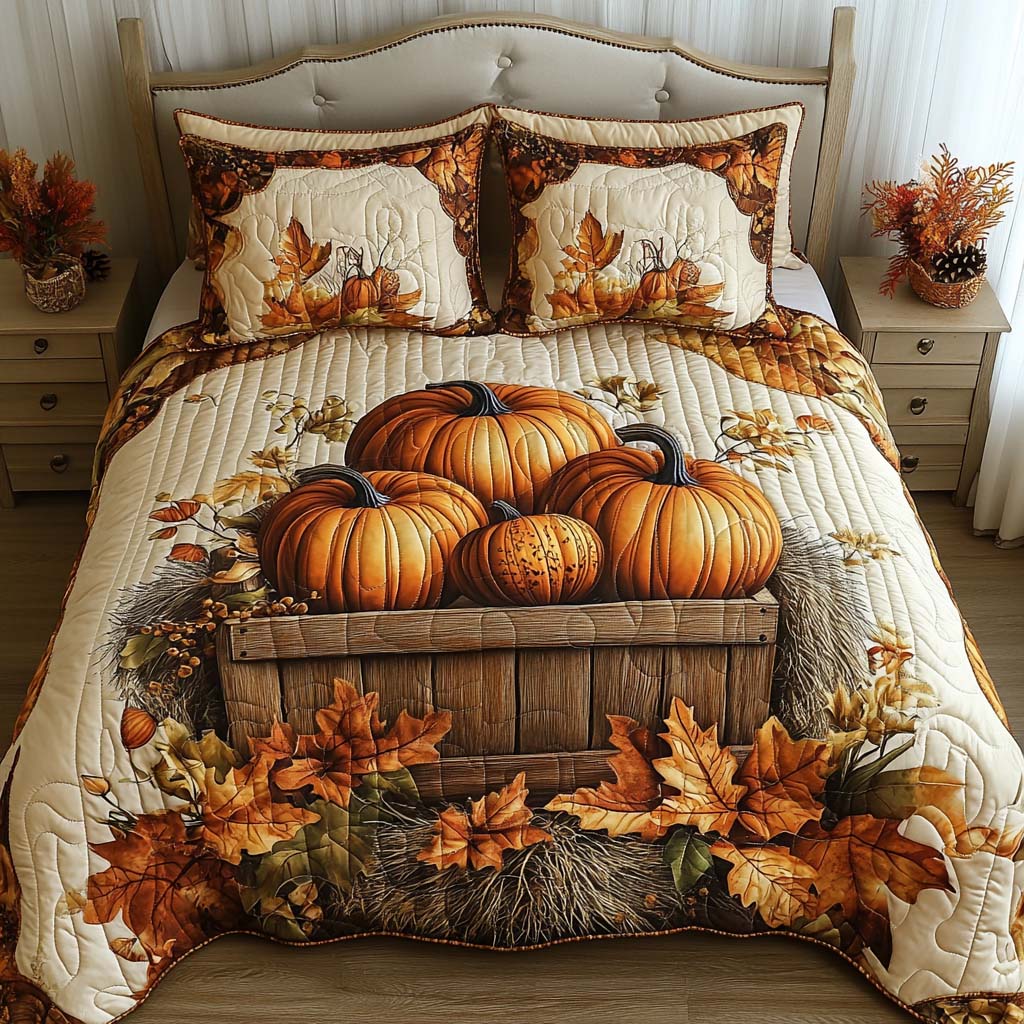 Rustic Fall Nest Quilted Bedding Set Bed Decorations Gifts For Autumn Lovers