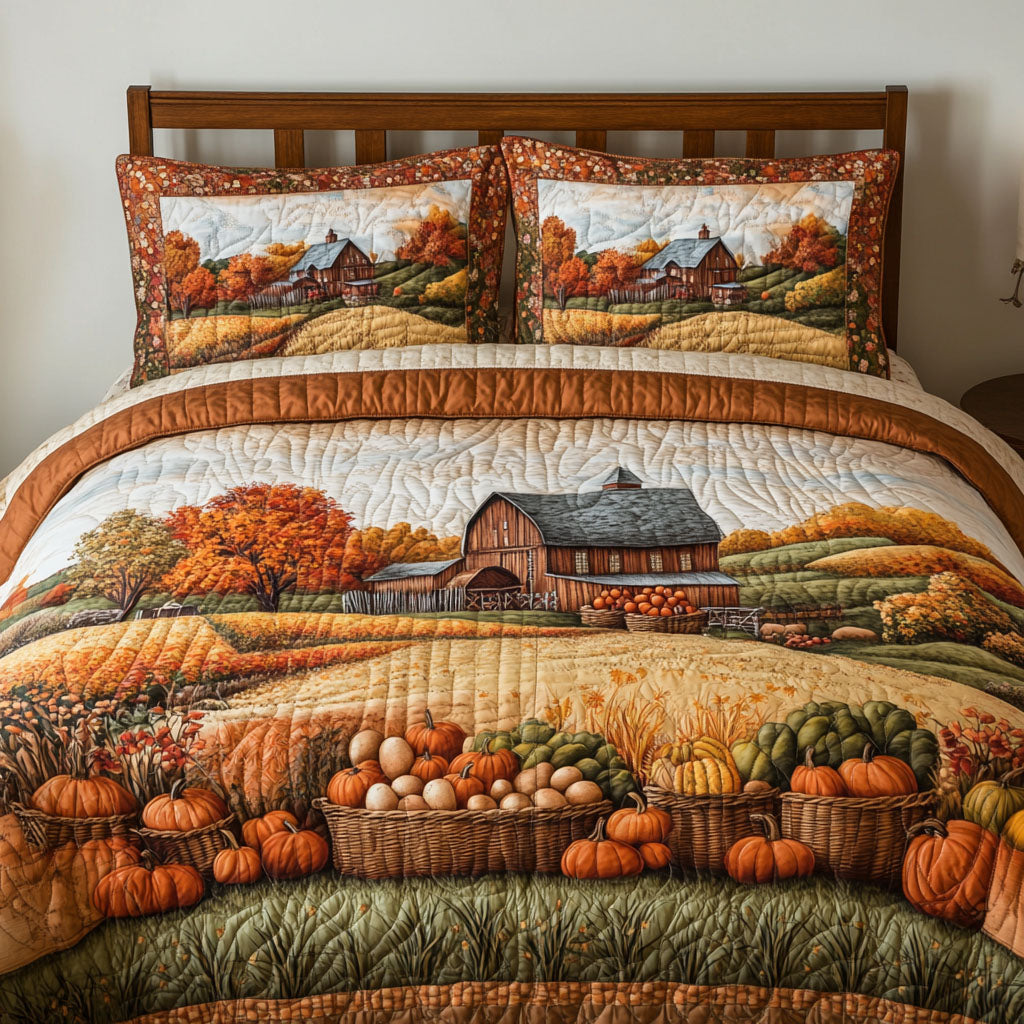 Rustic Fall Quilted Bedding Set Aesthetic Room Decor Fun Fall Gift Ideas