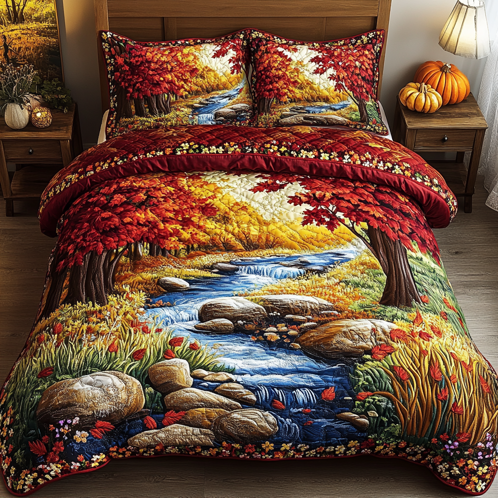 Rustic Falls Quilted Bedding Set Cool Bedroom Decor Autumn Gift Ideas