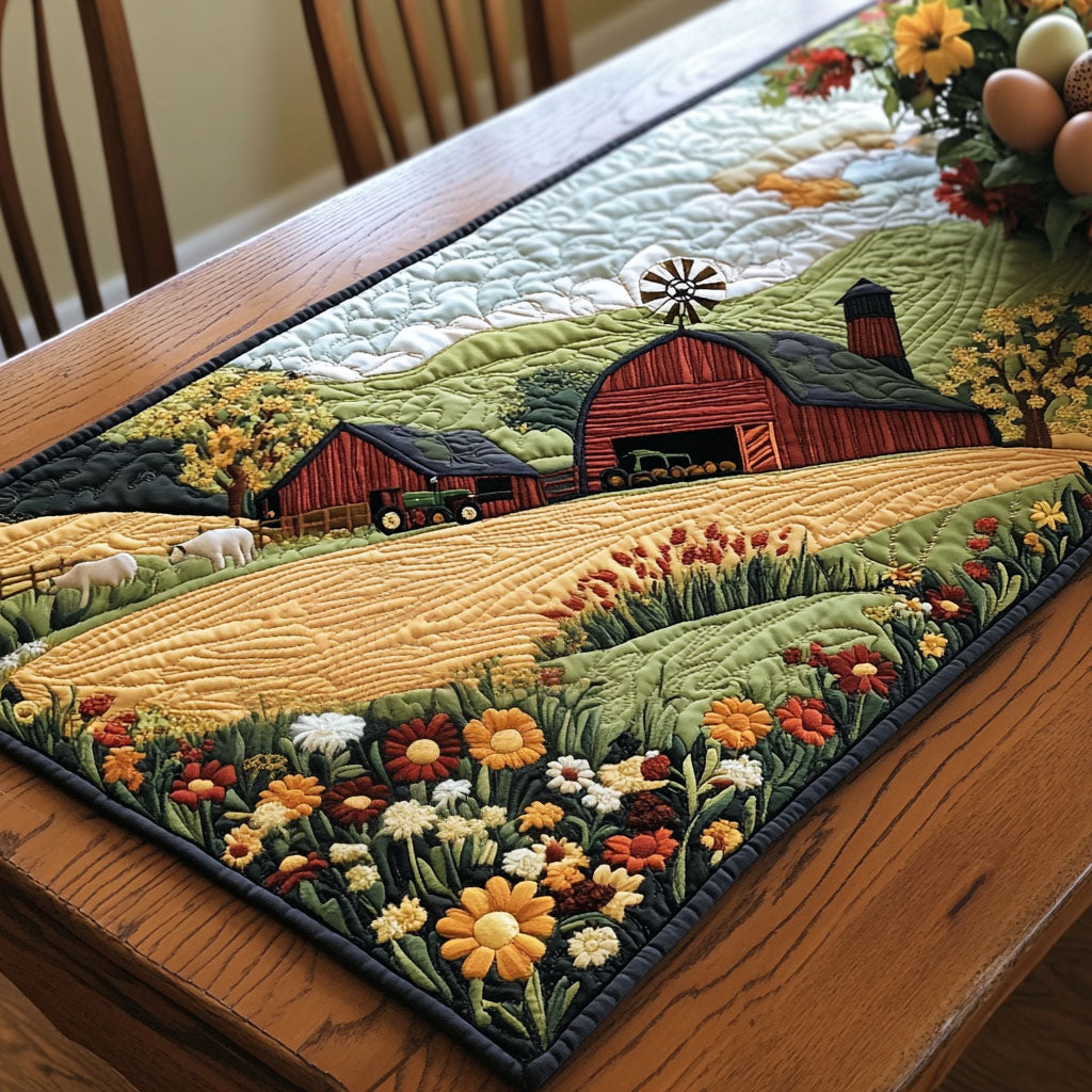 Rustic Farm Charm Quilted Table Runner Dining Room Table Decor Ideas Best Present For A Farmer