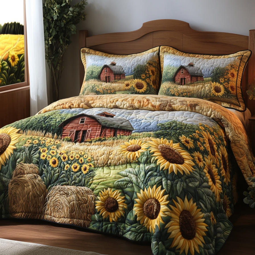 Rustic Farm Quilted Bedding Set Bed Decorations Tractor Gifts For Adults