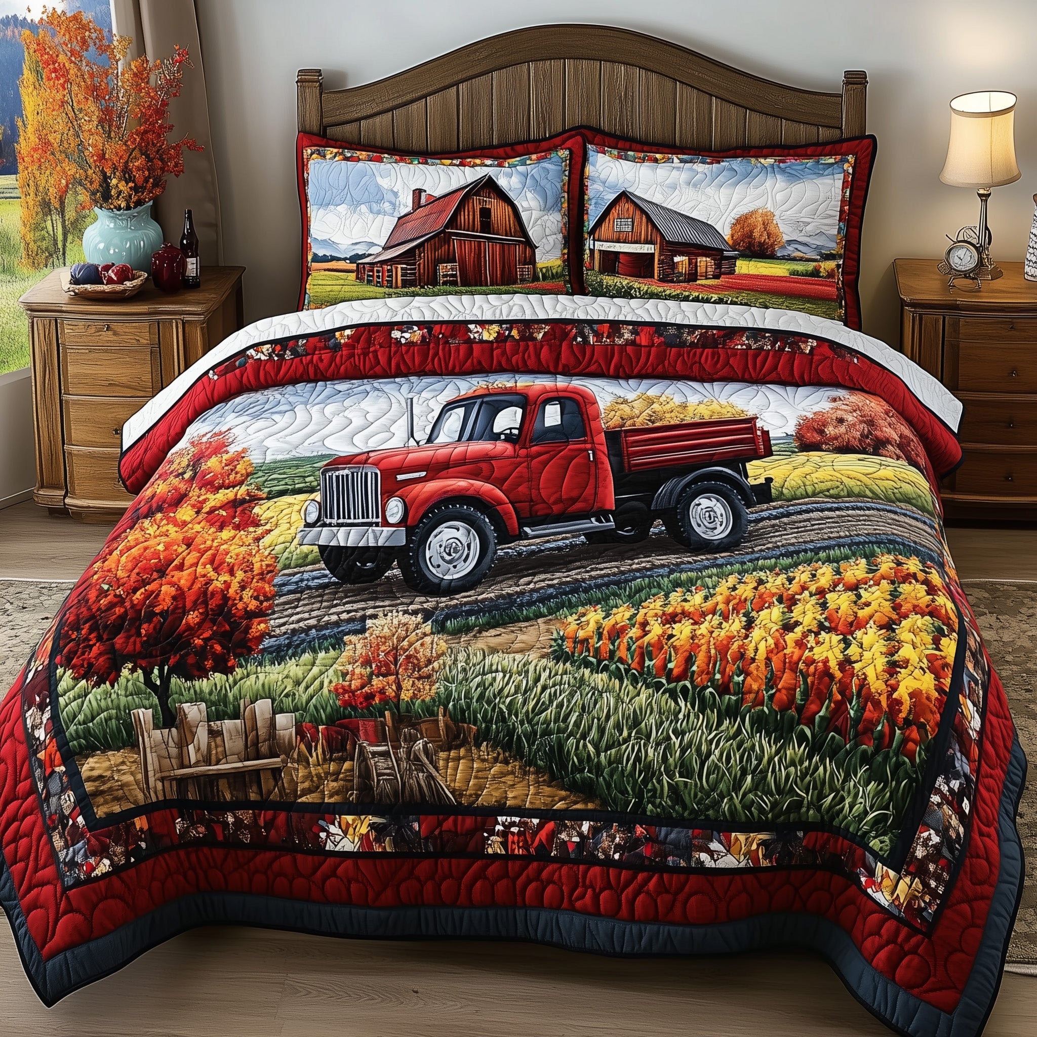 Rustic Farm Quilted Bedding Set Duvet Cover Merchandise Birthday Gifts For Farmers