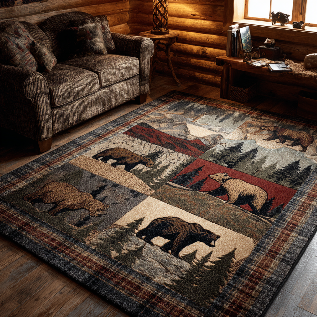 Rustic Field Area Rug Foyer Christmas Decor Forest Themed Gifts