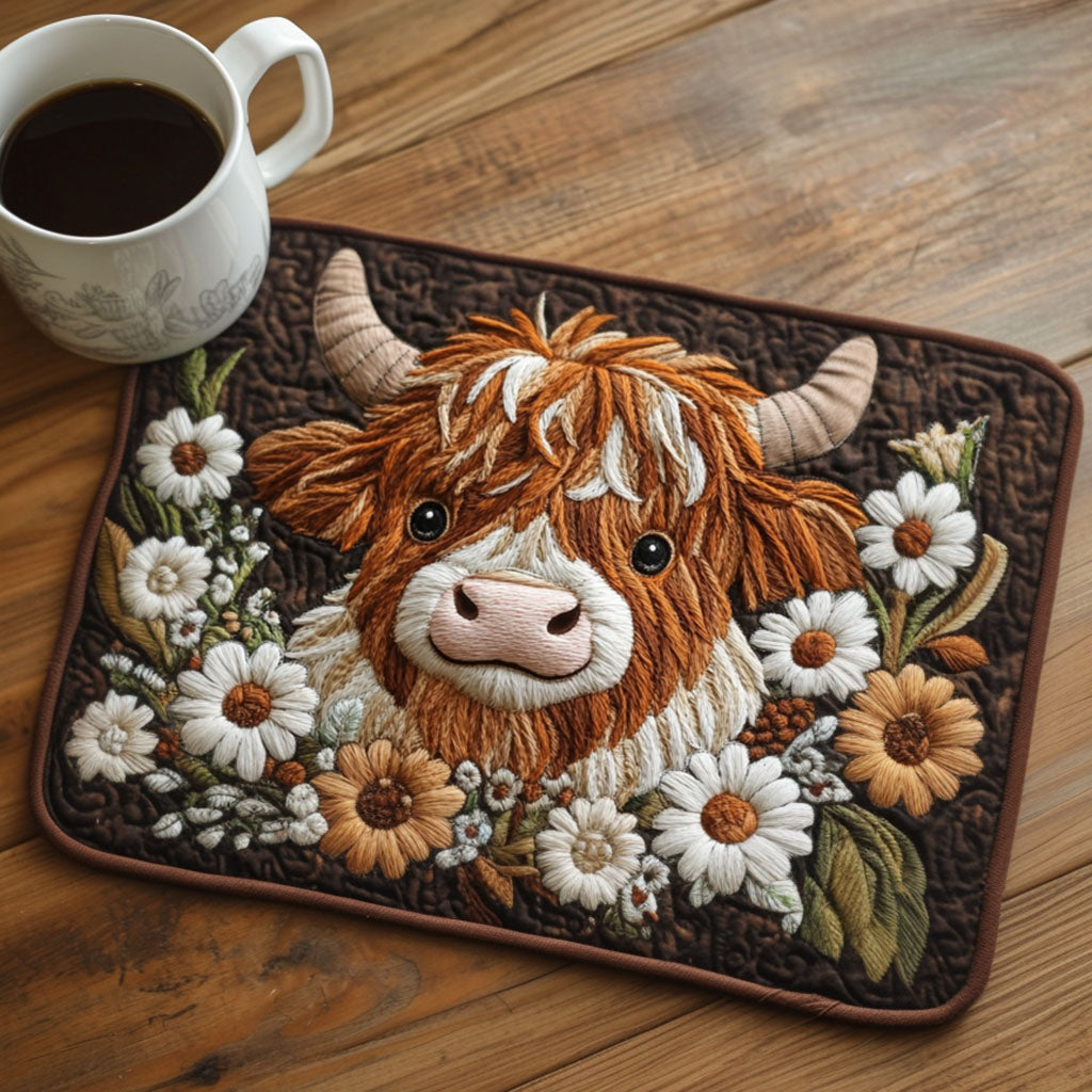 Rustic Floral Cow Quilted Placemat Dining Room Decor Christmas Gifts For The Farmer
