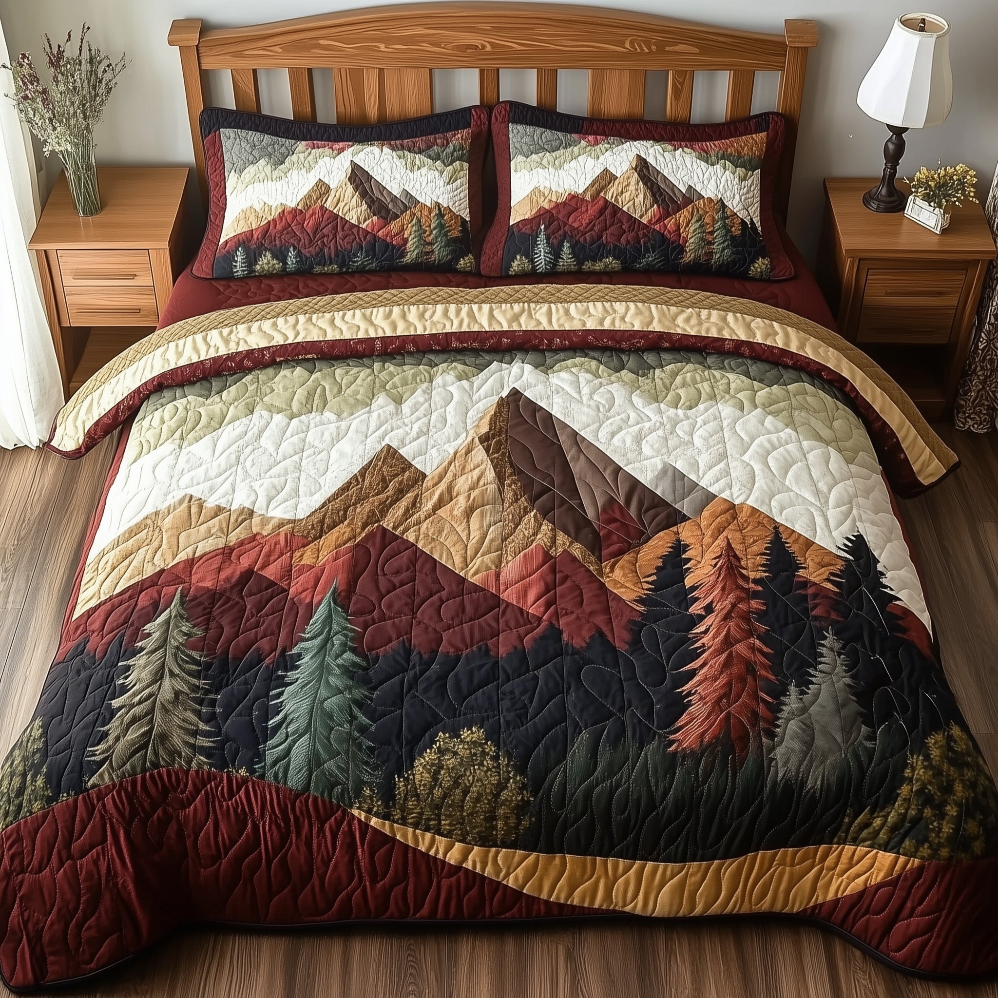 Rustic Forest Quilted Bedding Set Rustic Wilderness Design Best Nature Bedding Presents