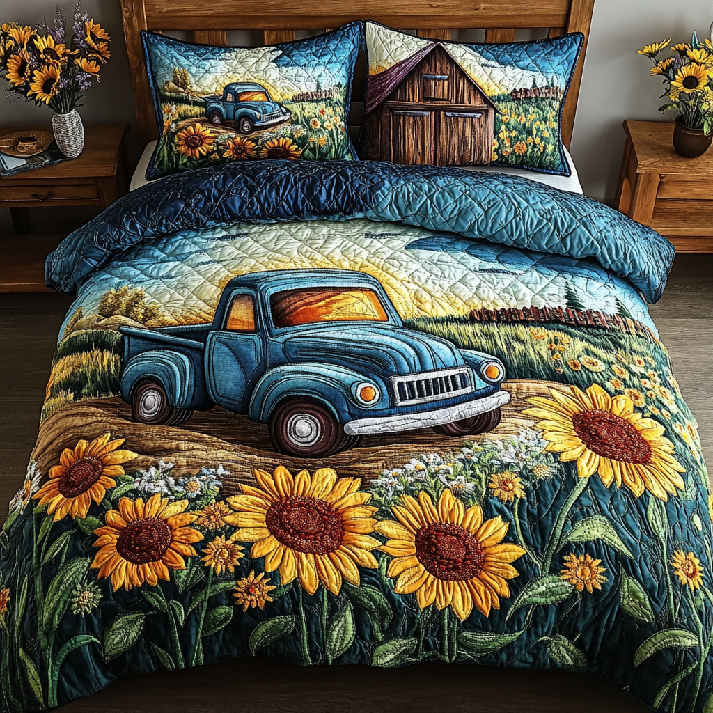 Rustic Garden Quilted Bedding Set Best Comforter Sets Sunflower Gift Items