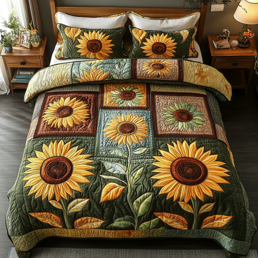 Rustic Garden Quilted Bedding Set Premium Duvet Cover Gift Set for Mom or Grandma