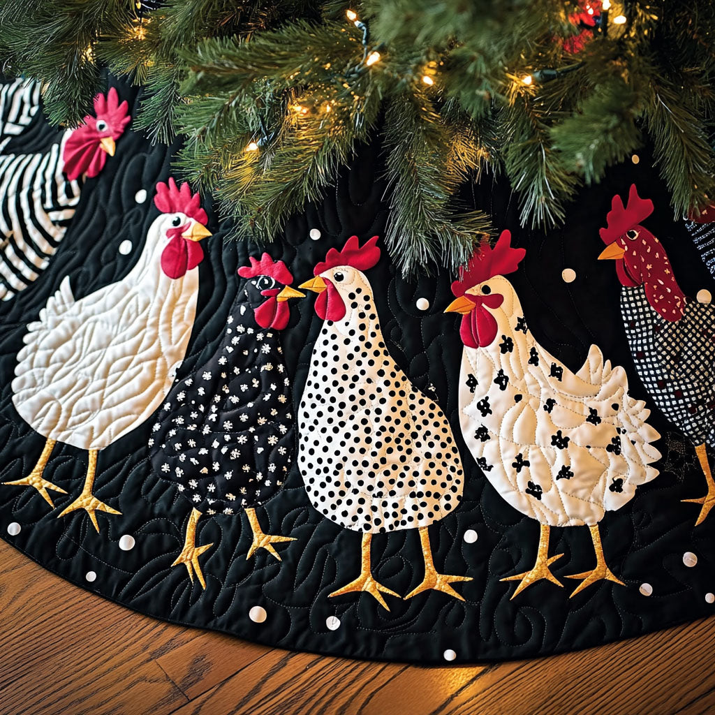 Rustic Gatherings Quilted Christmas Tree Skirt Festive Christmas Tree Skirt for Holiday Decor