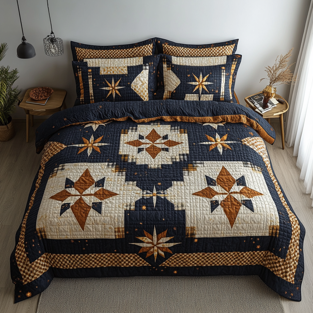 Rustic Glow Quilted Bedding Set Stylish Bedding Merch Gift for Home Lovers
