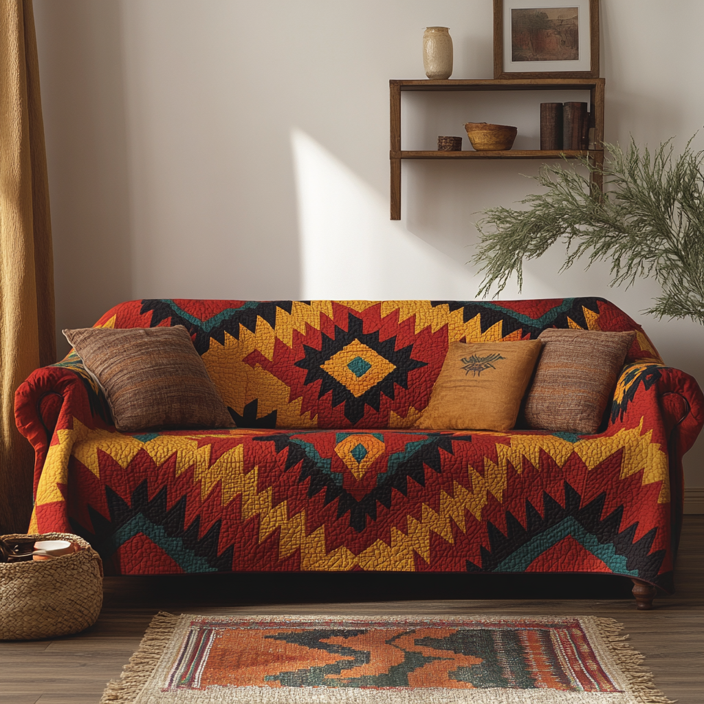 Rustic Glow Quilted Sofa Cover Home Decor Good Gifts For Grandma