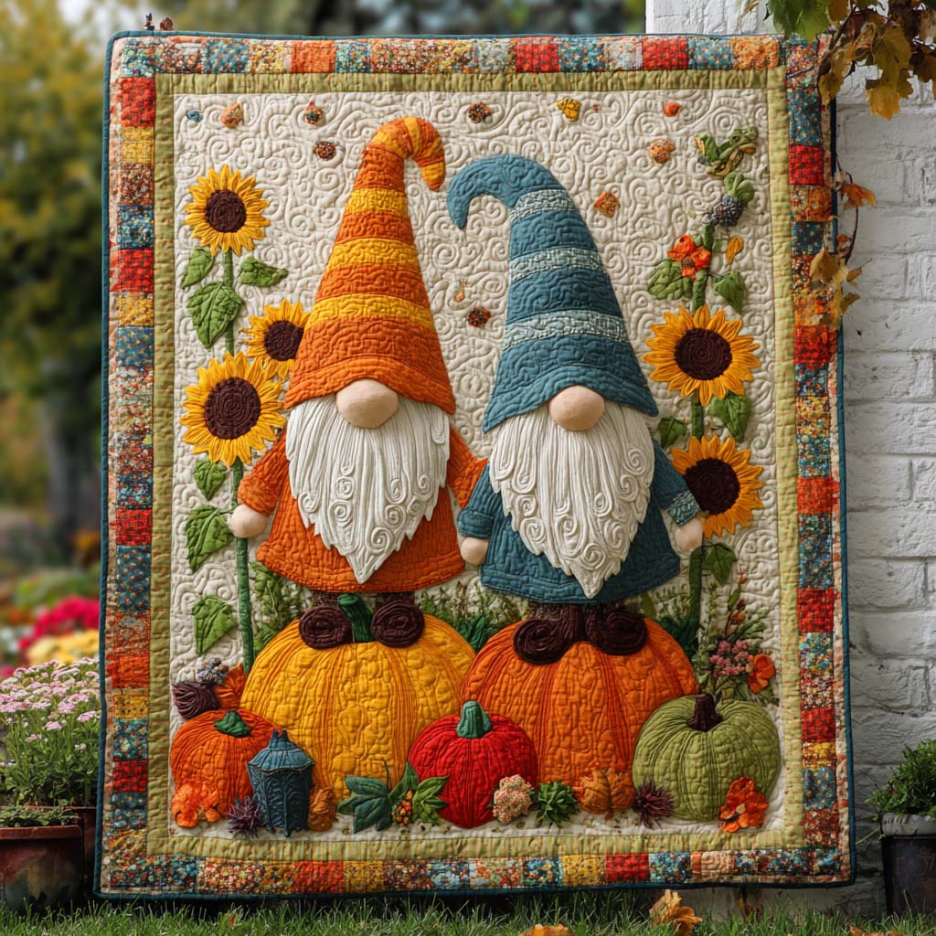 Rustic Gnome Quilted Blanket Fall Cozy Blankets Gnome Presents