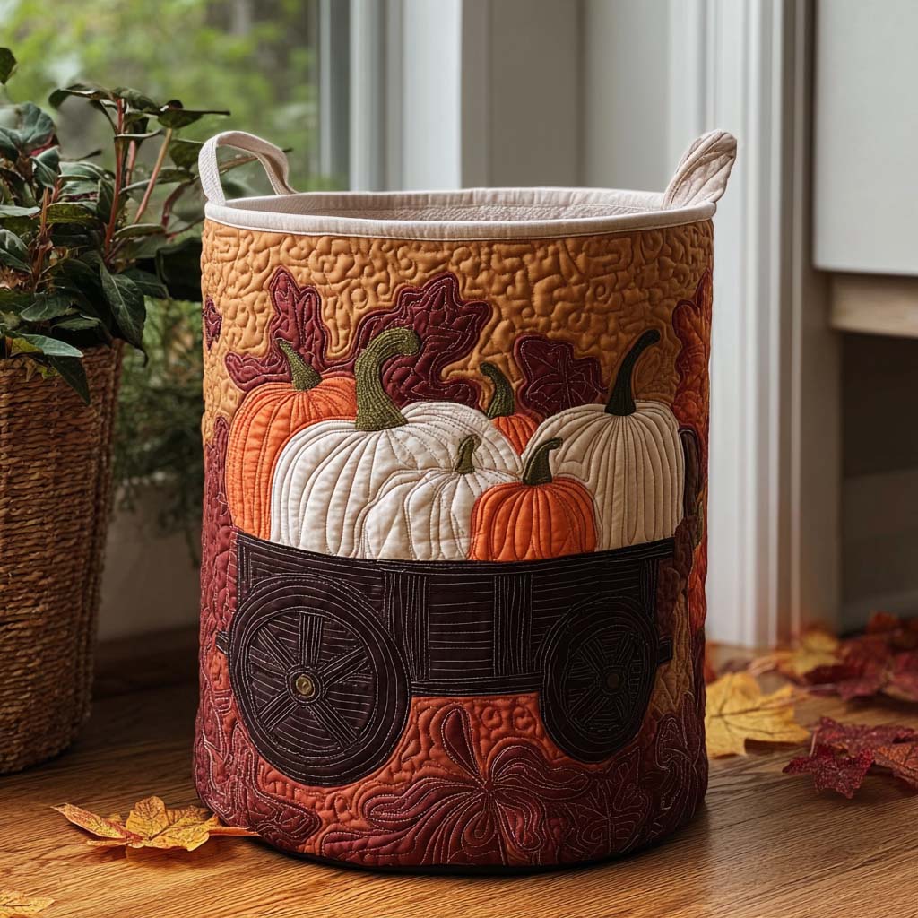 Rustic Gourd Quilted Laundry Basket Unique Gift For Laundry Lovers