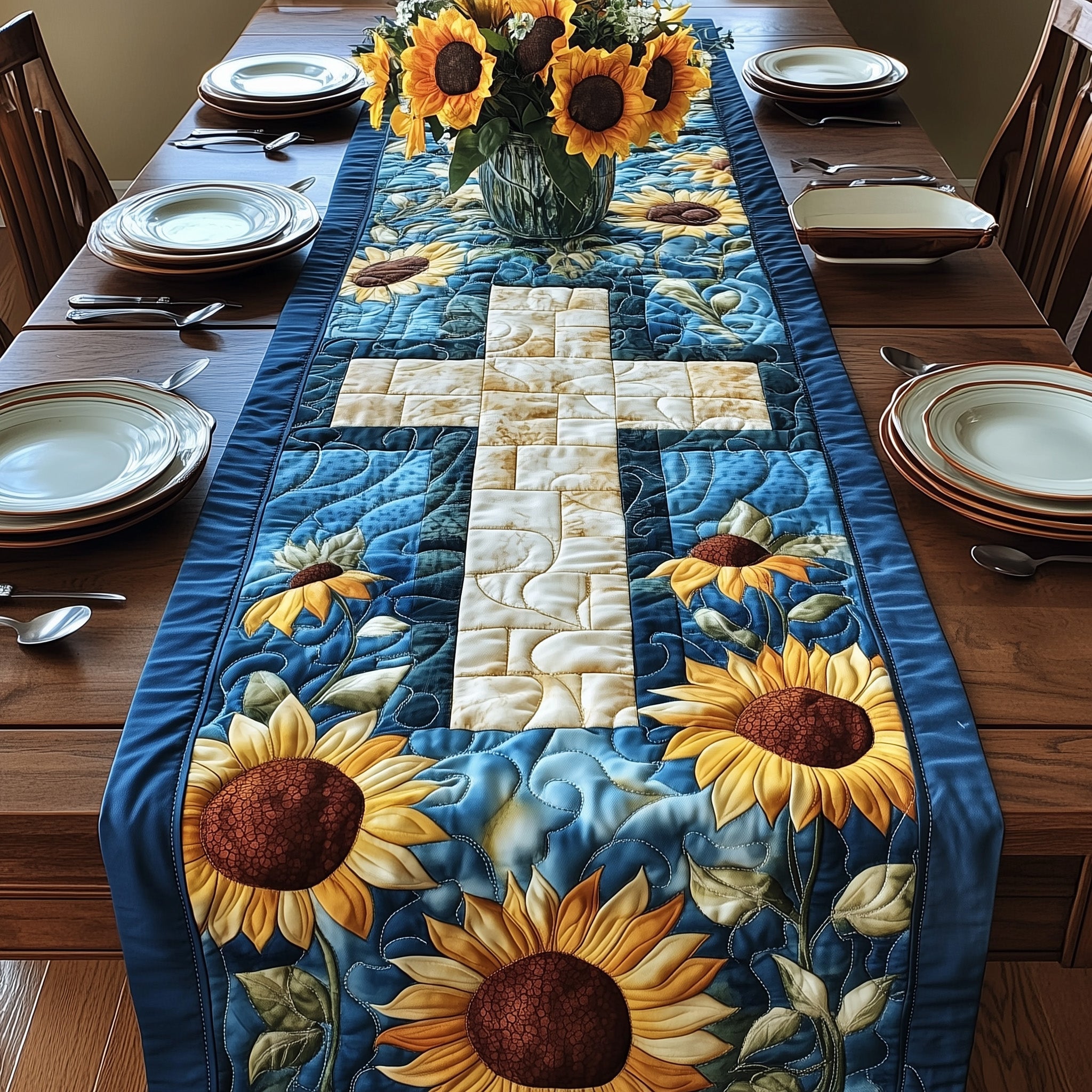Rustic Grace Quilted Table Runner Christmas Dining Room Table Runner