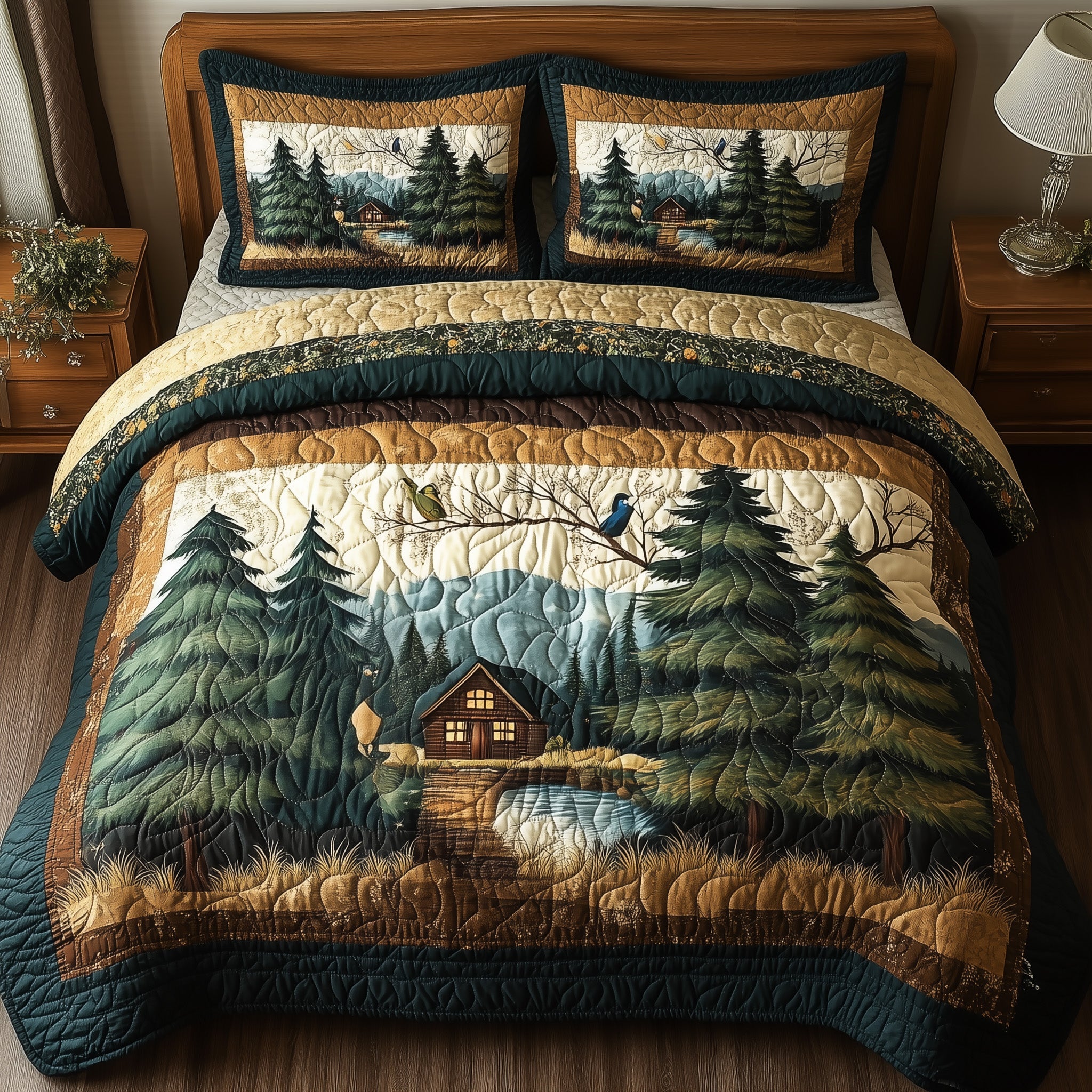 Rustic Harmony Quilted Bedding Set Duvet Cover Bed Sheet Secret Santa Gifts For Guys