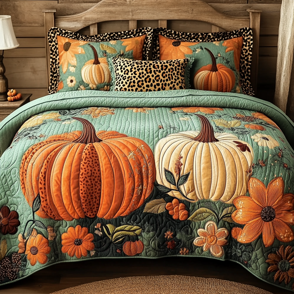 Rustic Harvest Quilted Bedding Set Aesthetic Room Decor Autumn Gifts Items