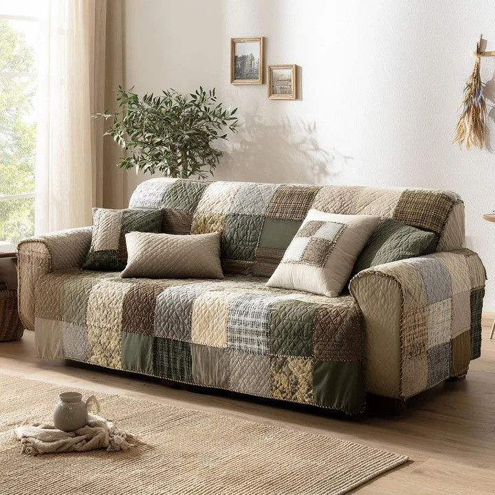 Rustic Haven Quilted Sofa Cover Farmhouse Cozy Furniture Protector Best Home Decor Gift Ideas
