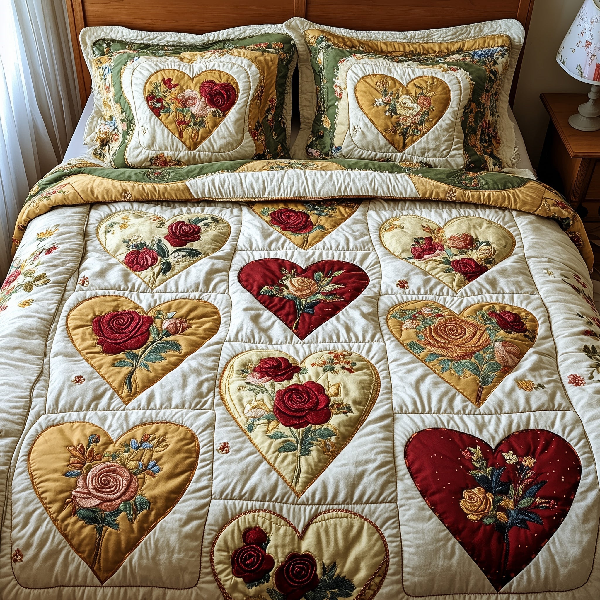 Rustic Heart Quilted Bedding Set Duvet Cover Bedspread Unique Christmas Gifts 2025